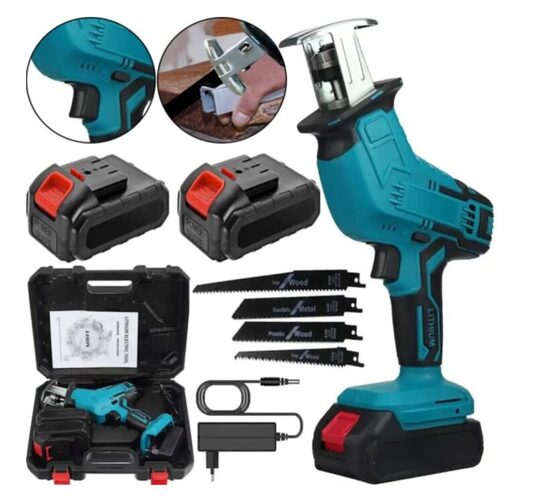 Tiesinis pjūklas su akumuliatoriais ir 2x24V baterijos